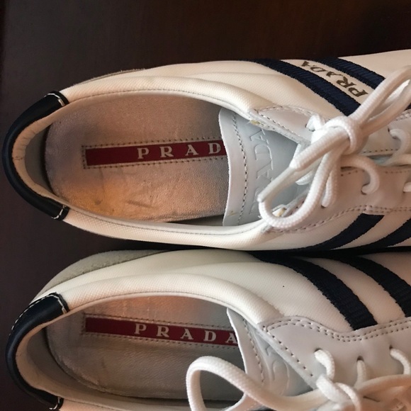 SOLD Prada leather Sneakers white and black - Picture 3 of 7